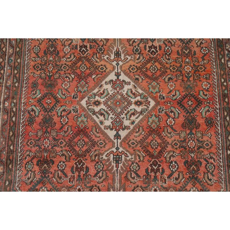 Hand Knotted Oriental 100% Wool Carpet Traditional Medallion Red Hamedan Area Rug - 9' 0'' X 5' 8''