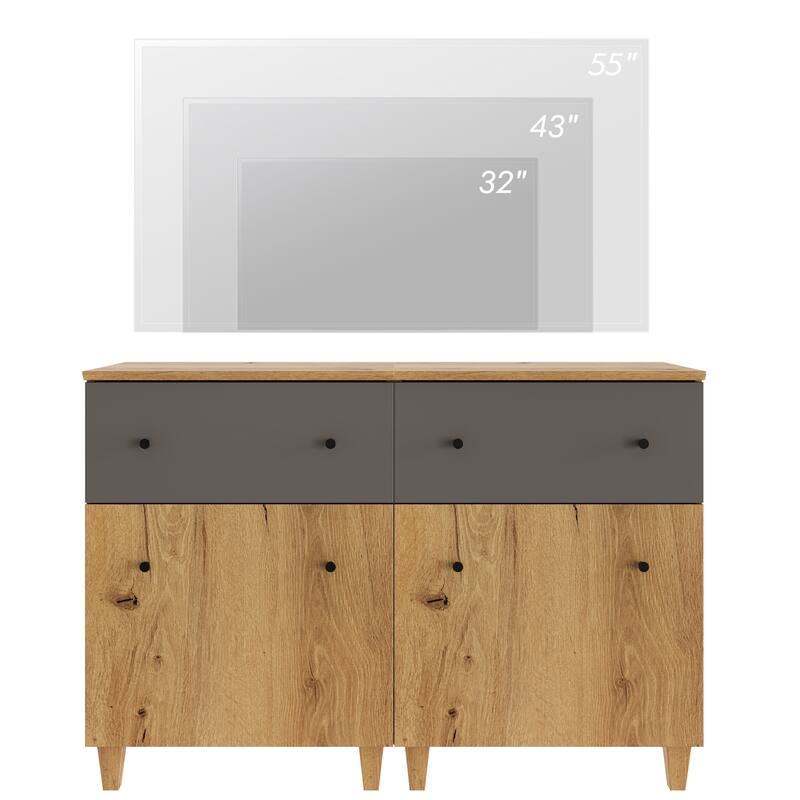 WAMPAT Modern TV Cabinet Stand with Drawers and Door