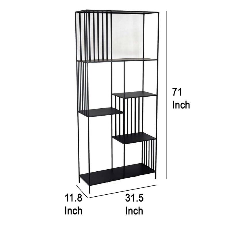 Tandum Plant Display Stand, Black Metal 6 Shelves, Modern 71 Inch