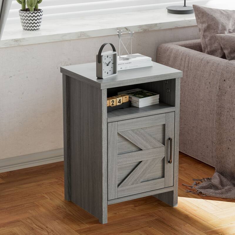 Furniwell Nightstand with Storage Shelves Side Table End Table for Bedroom Living Room