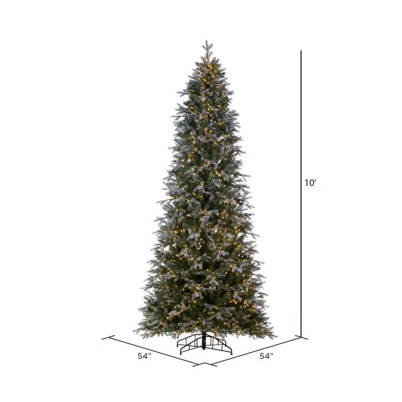 Vickerman 10' x 54" Frosted Douglas Fir Fir Artificial Slim Pre-Lit Christmas Tree, Warm White 3mm LED Wide Angle Lights.