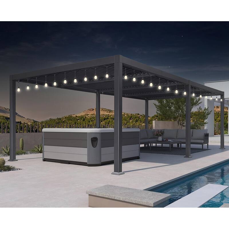 PURPLE LEAF Outdoor Louvered Pergola with Adjustable Metal Roof for Patio Pergola