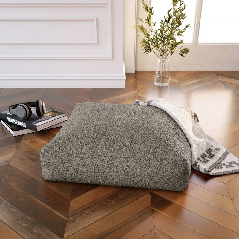 Jaxx Brio Large Decor Floor Pillow / Yoga Cushion, Faux Lamb - Smoke