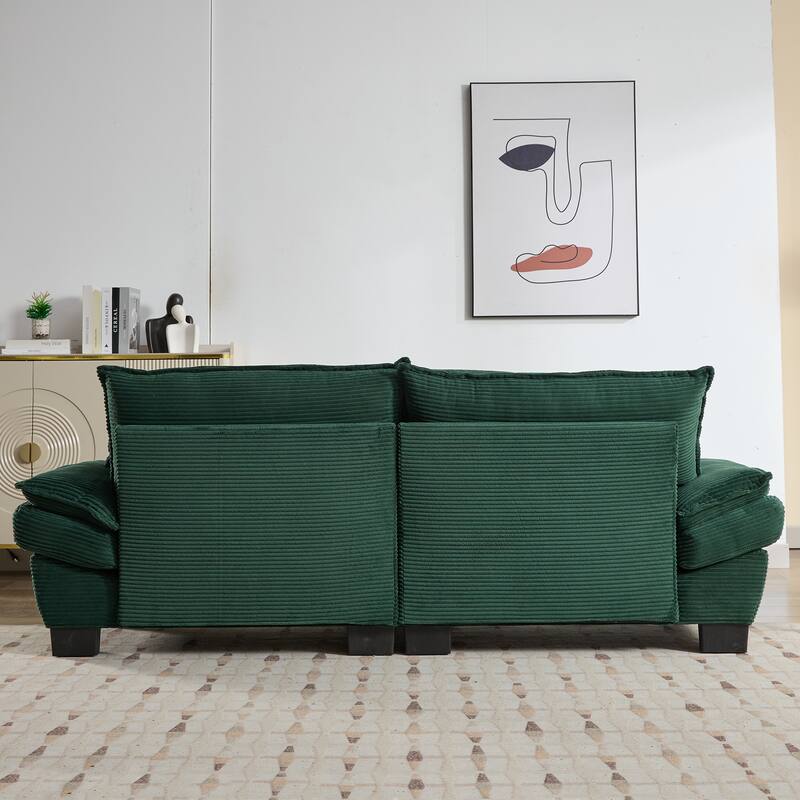 Corduroy Upholstered Loveseat Sofa, 2 Seater Sofa with Pillows, Deep Seat Sectional Sofa with Removable Cushions