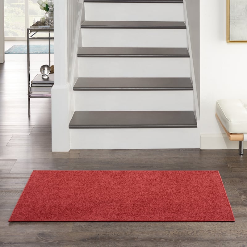 Nourison Essentials Solid Contemporary Indoor/Outdoor Area Rug - 3' x 5' - Red