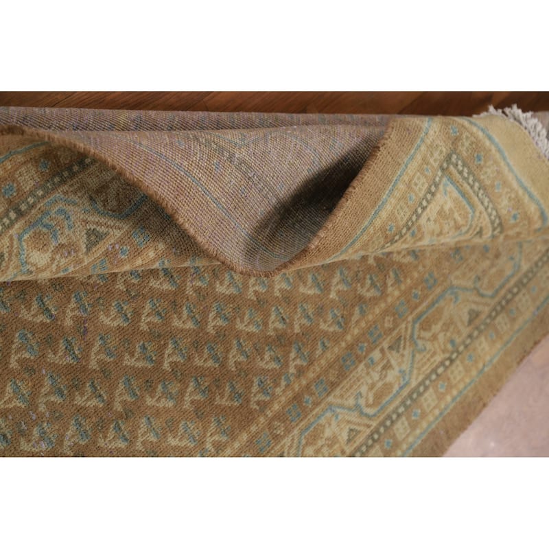Brown Rust Botemir Persian Vintage Runner Rug Hand-Knotted Wool Carpet - 3'5"x 9'11"