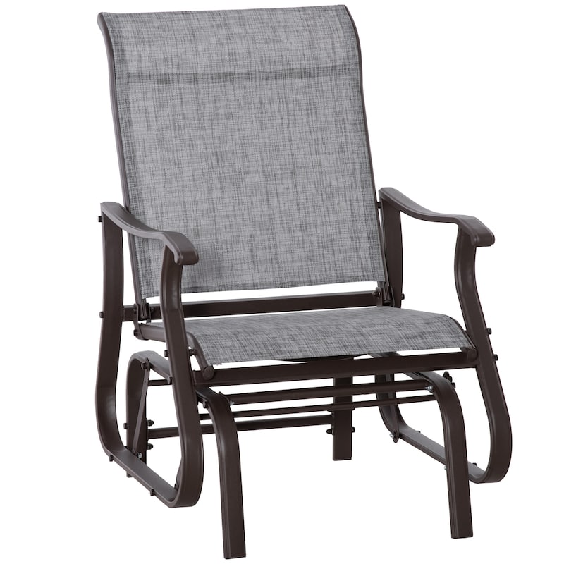 Outsunny Outdoor Glider Chair, Gliders for Outside Patio with Steel Frame and Mesh Fabric for Backyard, Garden, and Porch - Grey