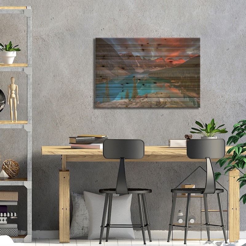 Moraine Glory Print On Wood by Sergio Lanza - Multi-Color