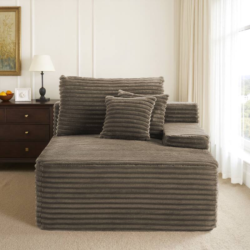 Oversized Upholstered Modular Sectional Chaise Lounge with Pillows