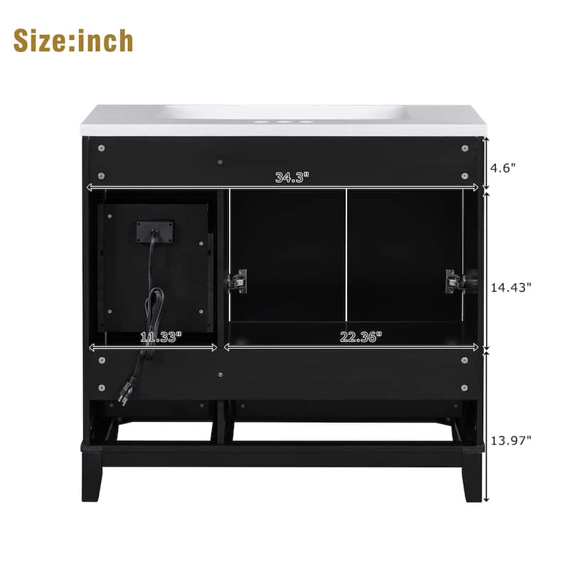 Bathroom Vanity with USB Charging, Single Basin Vanity Set with Undermount Sink, Bathroom Storage Cabinet with 3 Drawers