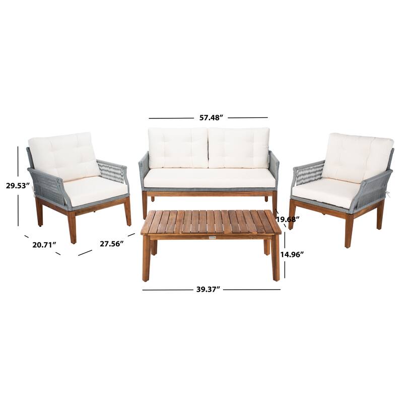 SAFAVIEH Outdoor Living Winslo 4-Piece Patio Set - 57"W x 30"D x 31"H