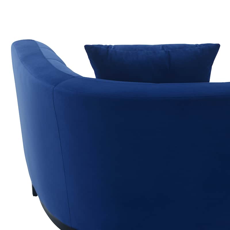 Melange Velvet Sofa with Black Wood Base