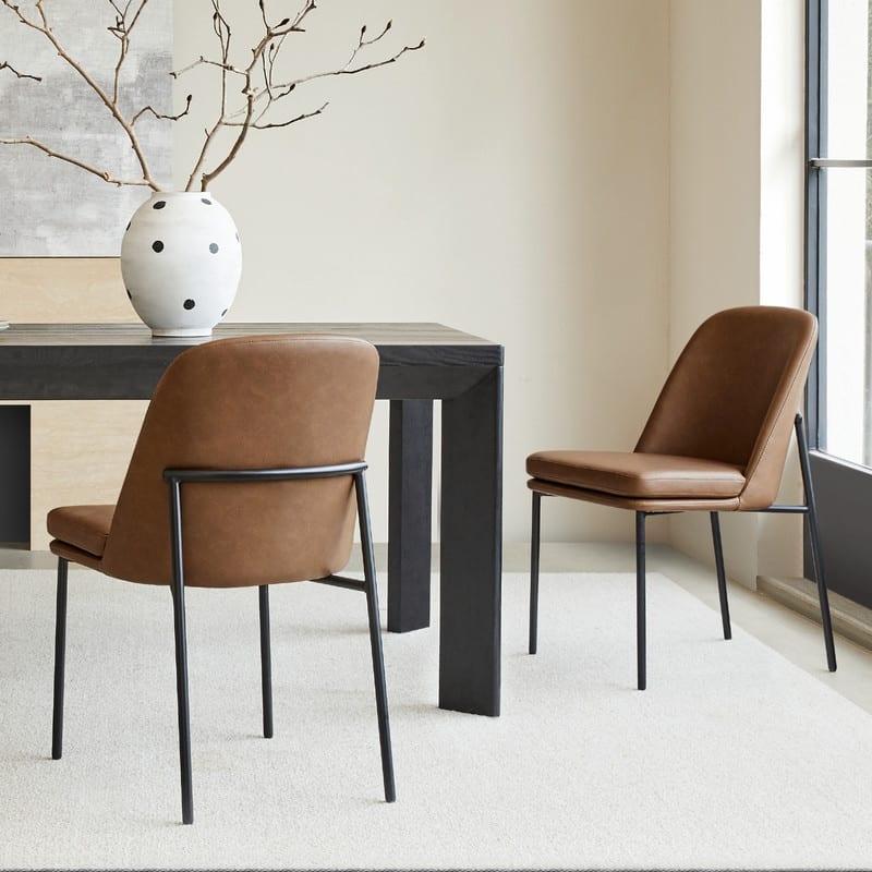 Evelyn Modern Dining Chair with Metal Legs Set of 2 - Set of 2 - Saddle Brown