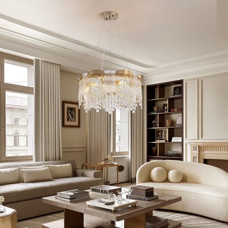 27 in. Modern Crystal Chandelier 12-Light 3-Tier Glam Pendant Light Kitchen Island for Bedroom Living Dining Room