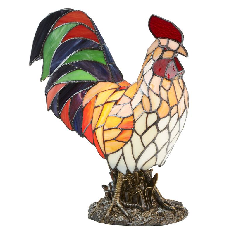 The Gray Barn Tara Multicolor Resin 15.5-inch Rooster Stained Glass Accent Lamp - 12.5"L x 7.0"W x 15"H