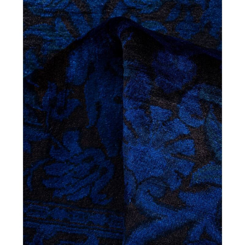 Overdyed One-of-a-Kind Hand-Knotted Runner Rug - Blue - 2' 7" x 8' 0"