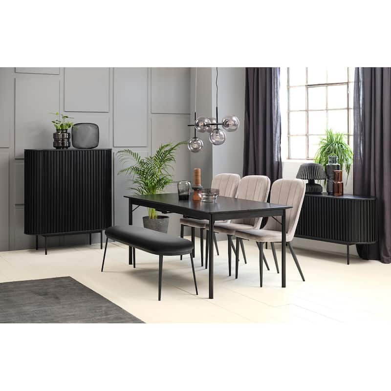 Rye Studio Contemporary Black Oak Sideboard with Sliding Doors - 17.75"W x 63"L x 28.75"H