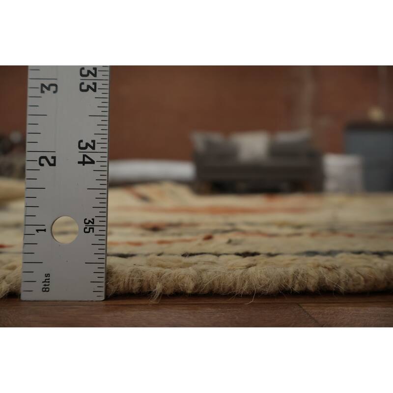 Hand Knotted Oriental 100% Wool Carpet Modern Tribal Beige & Ivories Moroccan Area Rug - 10' 3'' X 7' 0''