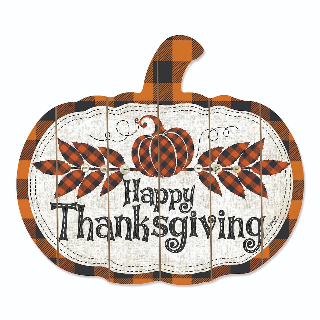 17" Black and Orange "Happy Thanksgiving" Pumpkin Hanging Wall Decor