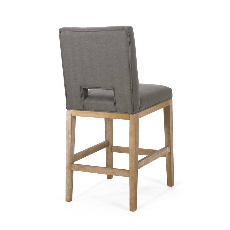 Roomfitters Upholstered Counter Stool, 26" Padded Kitchen Island Chair with Wood Legs, Grey