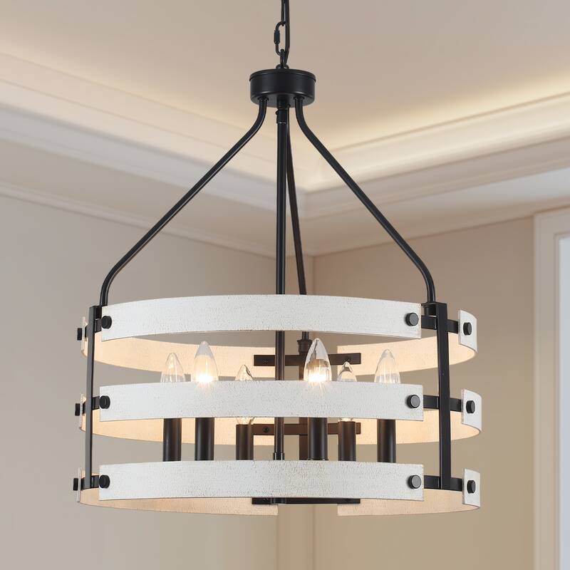 6-light Farmhouse Circle Foyer Pendant Light Hanging Island Chandelier for Dining Room