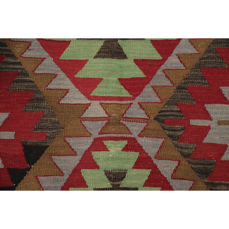 Hand Woven Oriental 100% Wool Carpet Southwestern Tribal Red Kilim Area Rug - 8' 0'' X 6' 6''