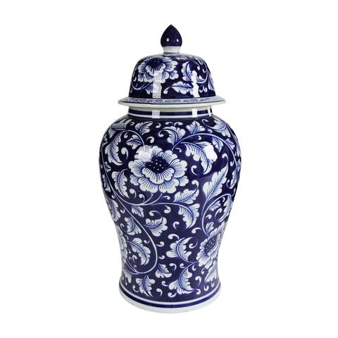 Aline 18-inch Blue and White Ginger Jar