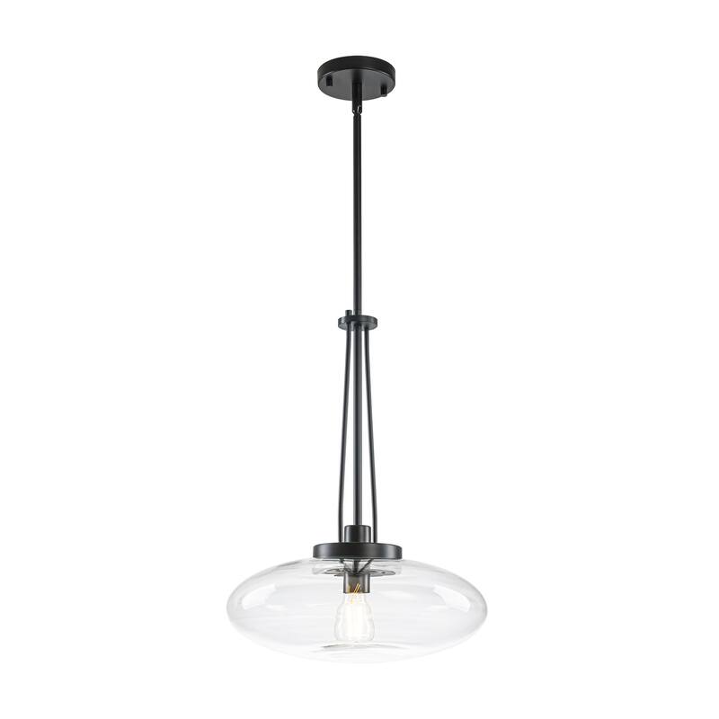 1-Light Matte Black/Brushed Brass Industrial Modern Glass Pendant Light with Swivel Head for Dining Bar & Bedroom