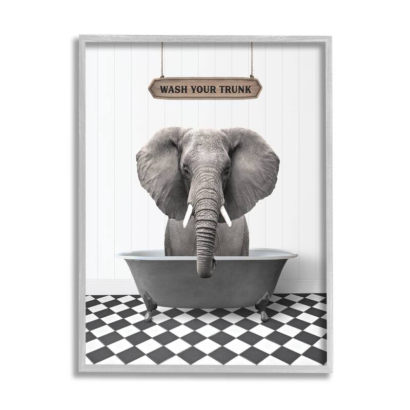 Stupell Wash Your Trunk Phrase Framed Giclee Art Design by Lettered and Lined - 24 x 30 - Grey