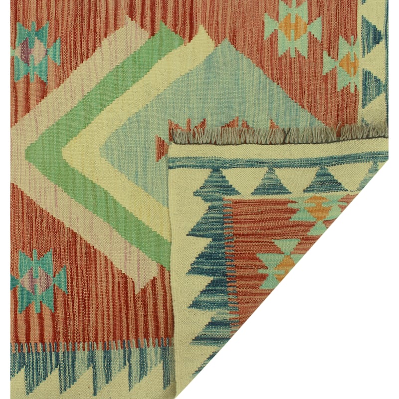 Hand-Woven Winchester Kilim Adam Rust/Navy Runner - 2'8" x 9'10"