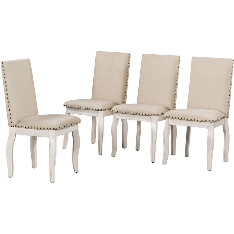 Wooden Round Drop Leaf Extendable Dining Table Set with 4 Upholstered Chairs