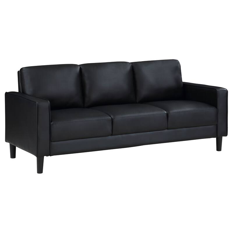 Ruth Modern Leatherette Upholstered Track Arm Sofa