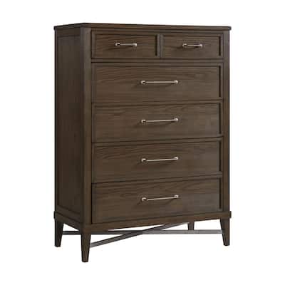 Preston 40" Wide Bedroom Chest with 5 Drawers, Weathered Vintage Oak