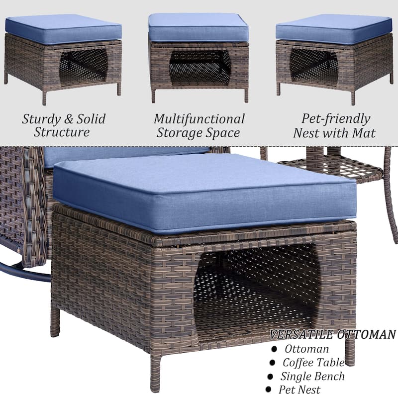 12 Piece Outdoor Wicker Patio Furniture Seating Set with Swivel Chairs