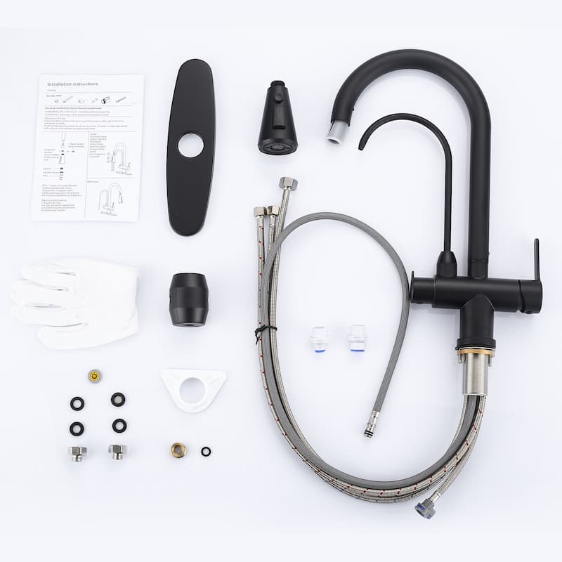 WOWOW 3 Function Pull Down Sprayer kitchen Faucet with Filter Spout