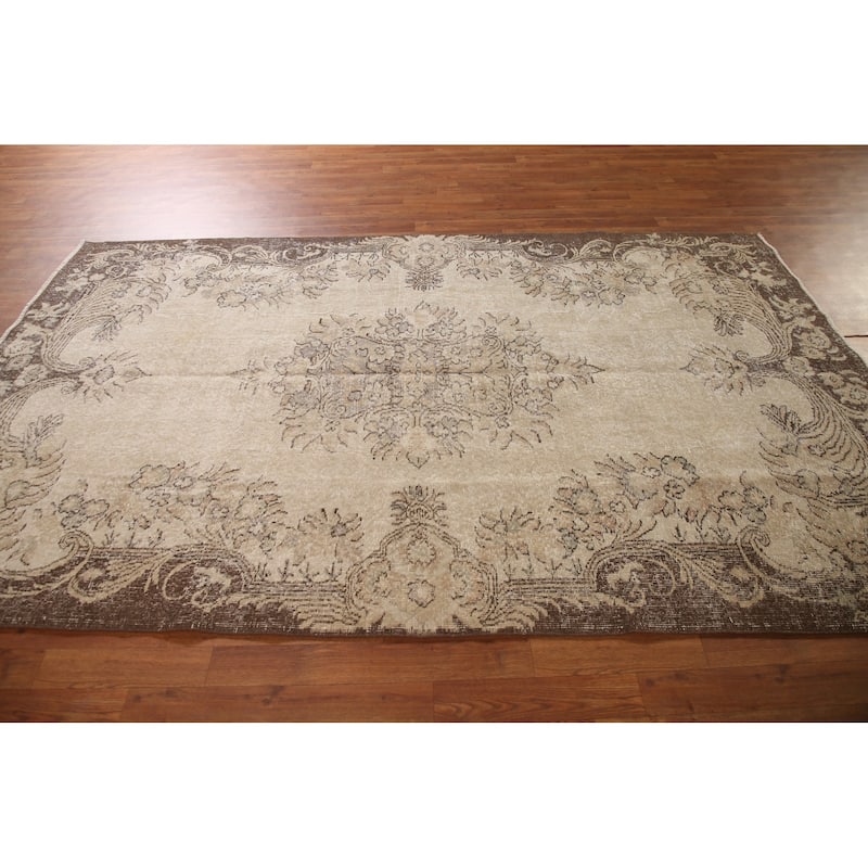 Distressed Sparta Turkish Vintage Rug Handmade Wool Carpet - 5'6"x 9'1"