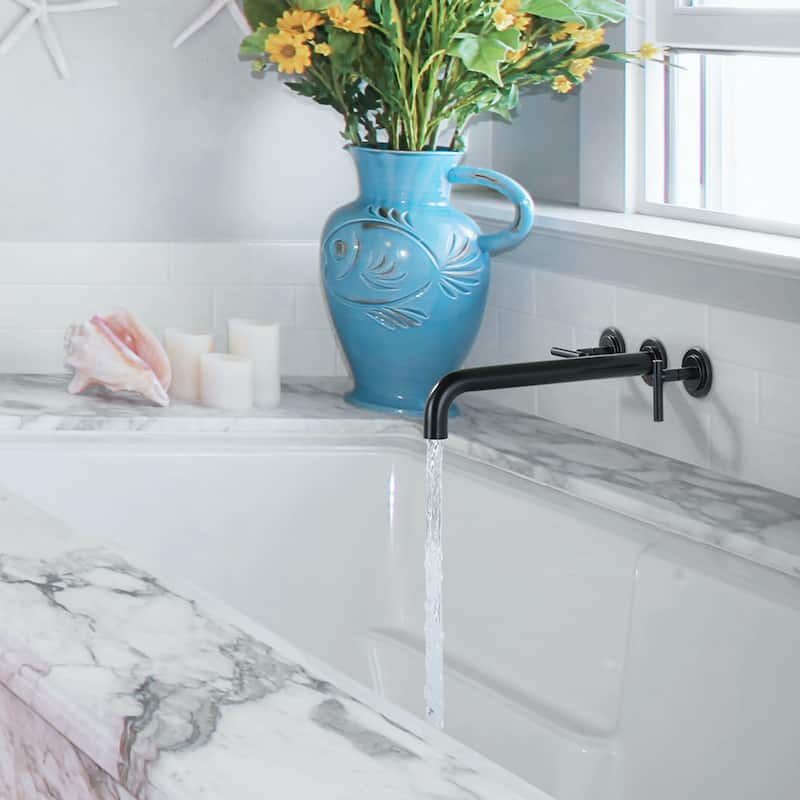 WOWOW Minimalist 12-inch Dual-Handle Bathtub Filler Faucet
