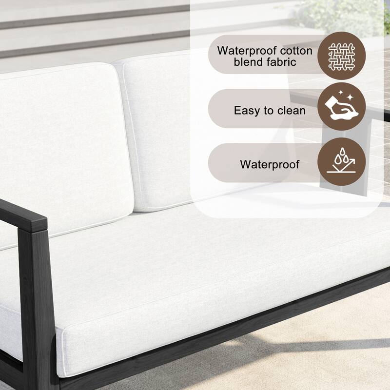 5-Piece Patio Furniture Solid Teak Outdoor Conversation Set