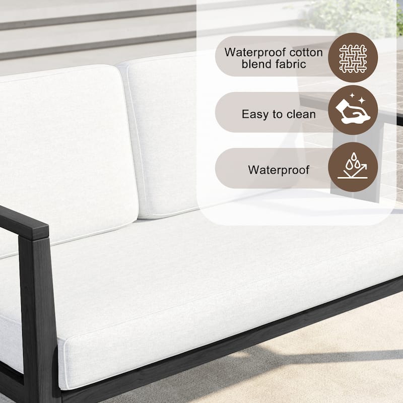 6-Piece Outdoor Furniture Solid Teak Patio Conversation Set with Table