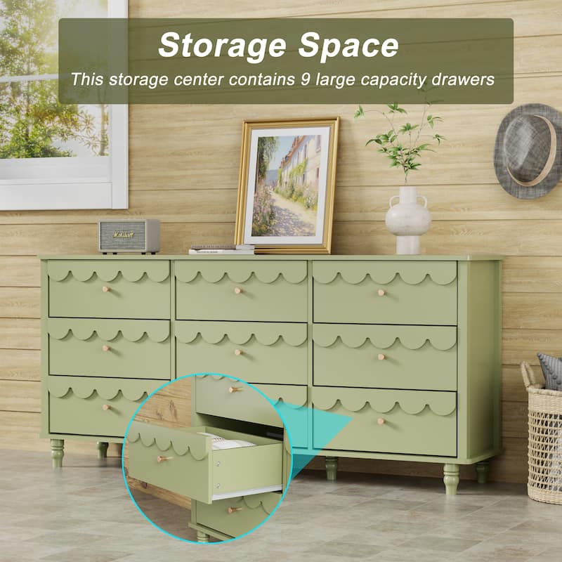 Princess Storage Set 9-Drawer Lace Dresser with Nightstand
