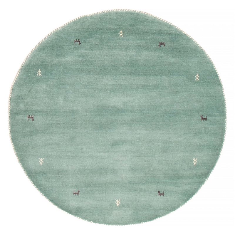 Kashkuli Gabbeh Blue Rug 4'10" x 4'10" - 4'10 x 4'10 - Light Blue - 4'10 x 4'10