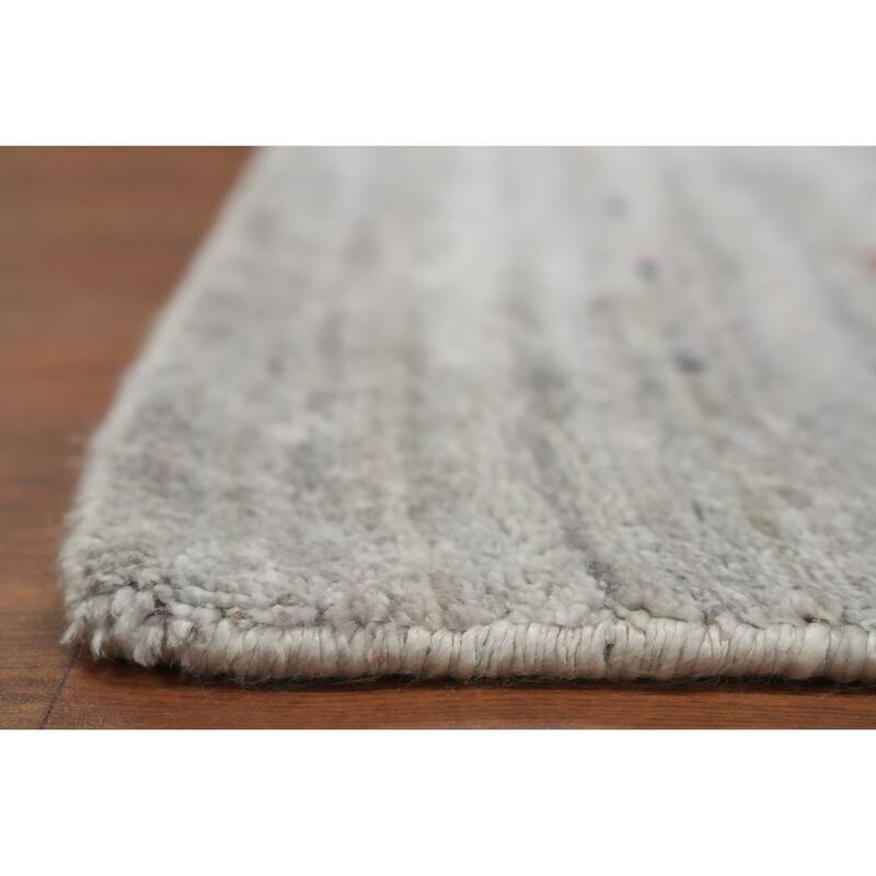 Hand Knotted Oriental Viscose Silk Carpet Tribal Animal Pictorial Greys & Charcoal Gabbeh Area Rug - 8' 9'' X 8' 9''