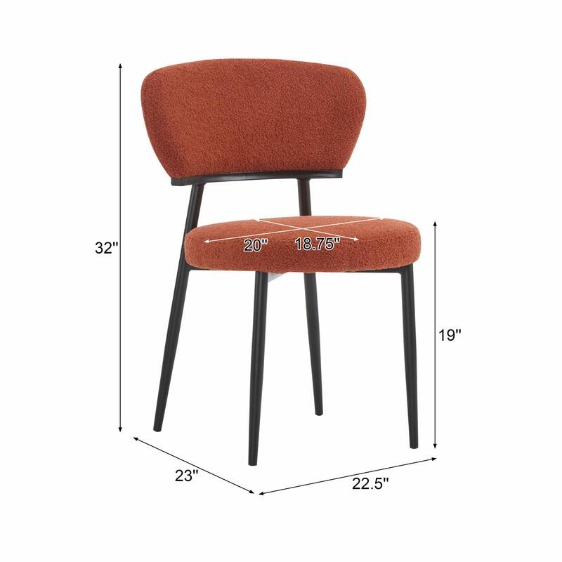 Set of 2 Modern Upholstered Arm Dining Chairs with Metal Legs, Soft Padded Seat & Backrest