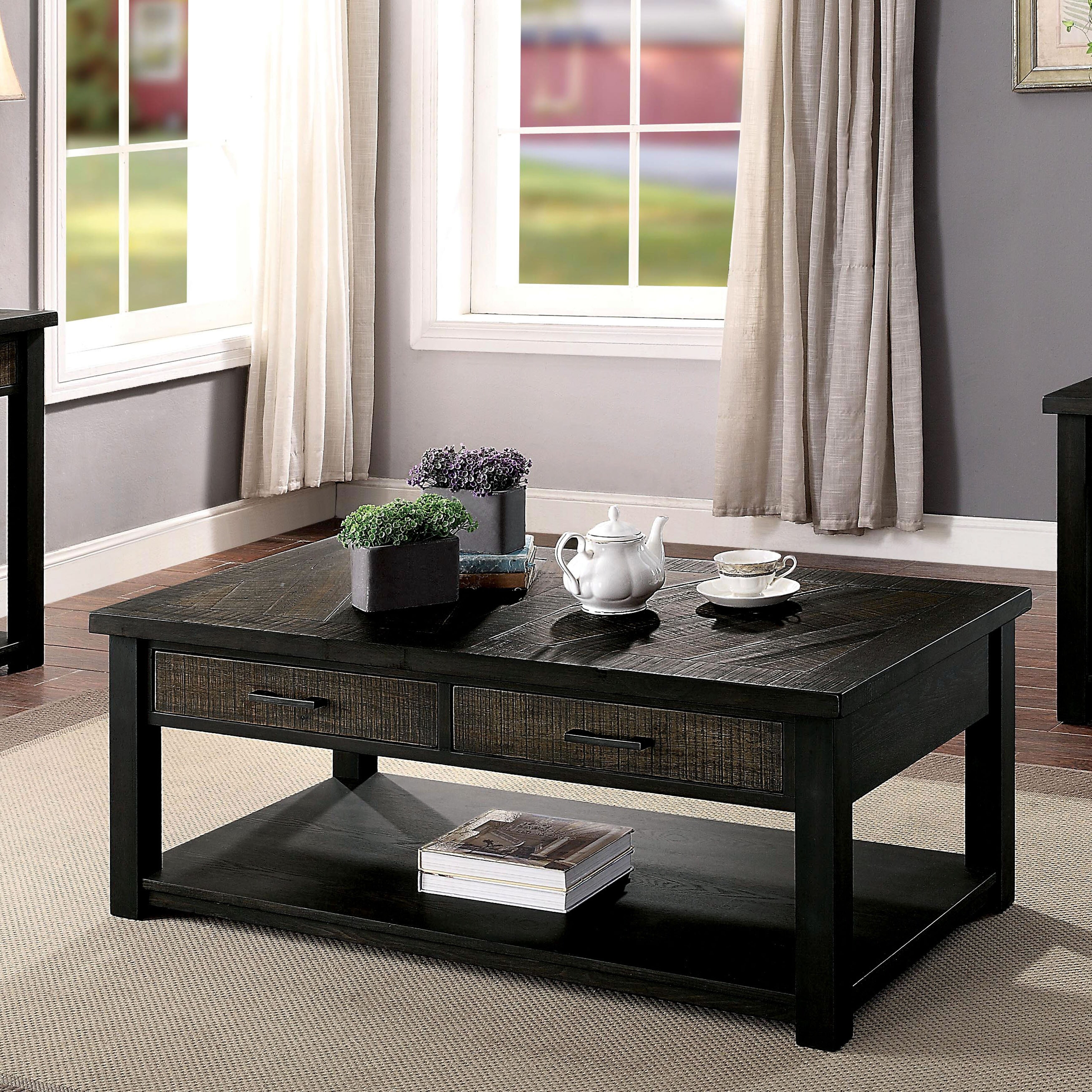 Furniture Of America Jacob Transitional Dark Oak 2 Drawer Coffee Table Overstock 30741813