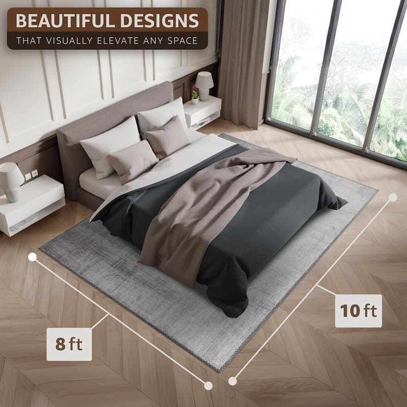 Sorbus 8x10 Area Rug, Machine Washable, Non-Slip, Low Pile Non-Shedding Indoor - Soft Carpet Throw Rug with Rubber Backing