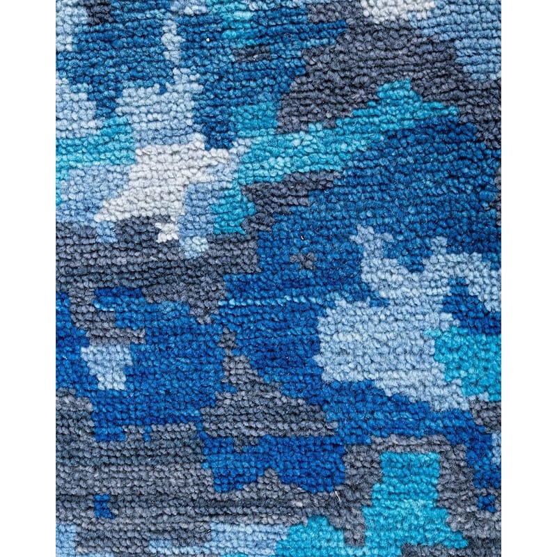 Modern One-of-a-Kind Handmade Area Rug - Blue, 7' 10" x 10' 2" - 7' 10" x 10' 2"