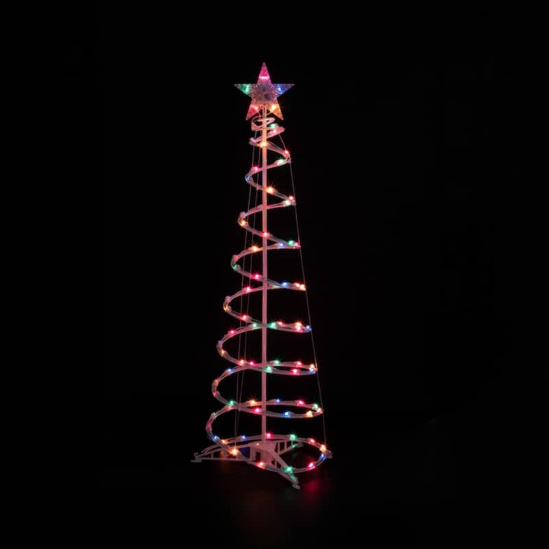 Set of 2 Lighted Outdoor Spiral Christmas Cone Trees 4' 6'