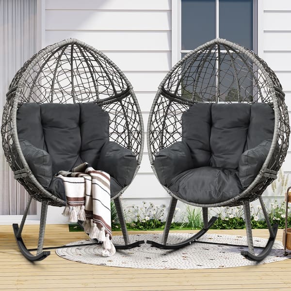 slide 2 of 37, Moasis Cushioned Egg Chair with Rocker, PE Wicker