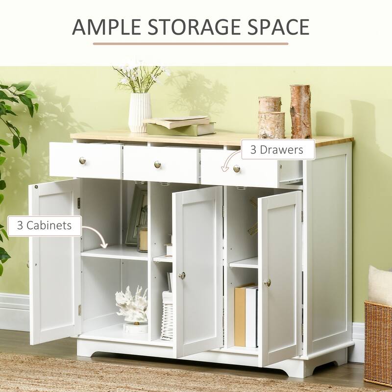 HOMCOM Modern Sideboard, Buffet Cabinet with Adjustable Shelves, Grey