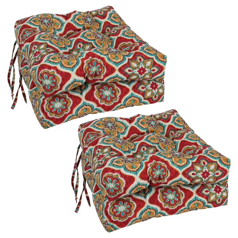 16-inch Square Tufted Indoor/Outdoor Chair Cushions (Set of 4) - 16" - Adonis Jewel